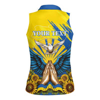 Ukraine Independence Day Women Sleeveless Polo Shirt Ukrainian Dove Sunflower - Wonder Print Shop