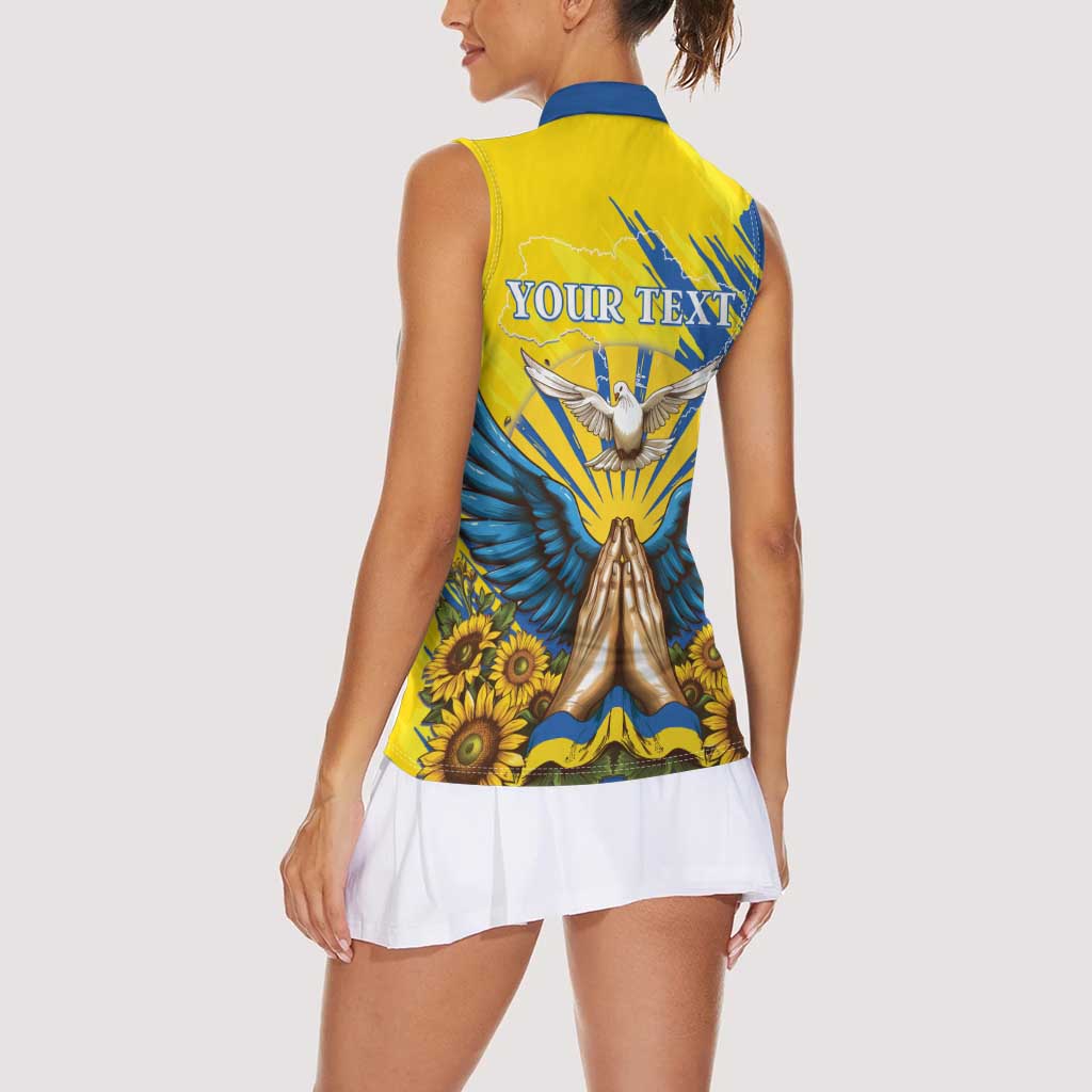 Ukraine Independence Day Women Sleeveless Polo Shirt Ukrainian Dove Sunflower - Wonder Print Shop