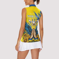 Ukraine Independence Day Women Sleeveless Polo Shirt Ukrainian Dove Sunflower - Wonder Print Shop