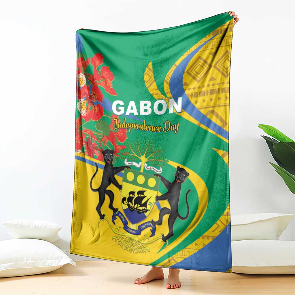 Gabon Independence Day Blanket Gabonaise Flamboyant African Pattern