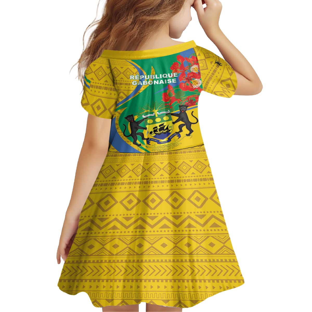 Gabon Independence Day Family Matching Puletasi and Hawaiian Shirt Gabonaise Flamboyant African Pattern - Wonder Print Shop