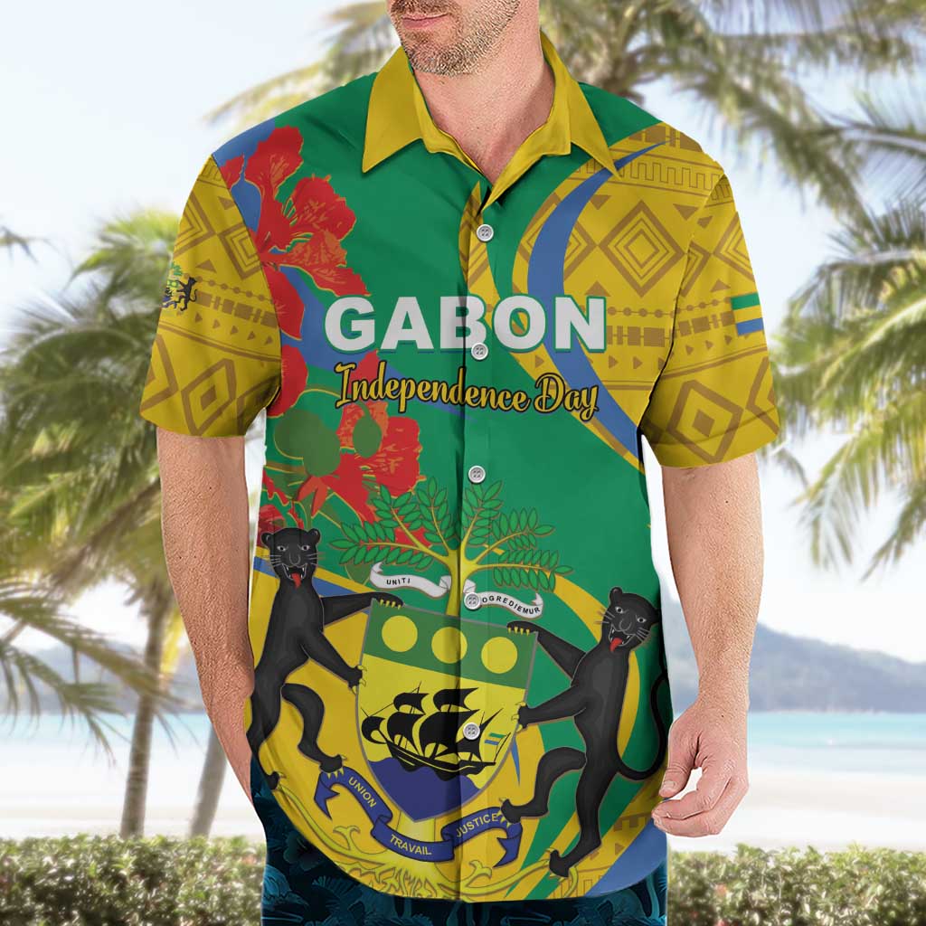 Gabon Independence Day Hawaiian Shirt Gabonaise Flamboyant African Pattern - Wonder Print Shop