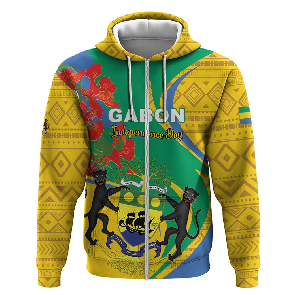 Gabon Independence Day Hoodie Gabonaise Flamboyant African Pattern - Wonder Print Shop