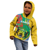Gabon Independence Day Kid Hoodie Gabonaise Flamboyant African Pattern - Wonder Print Shop