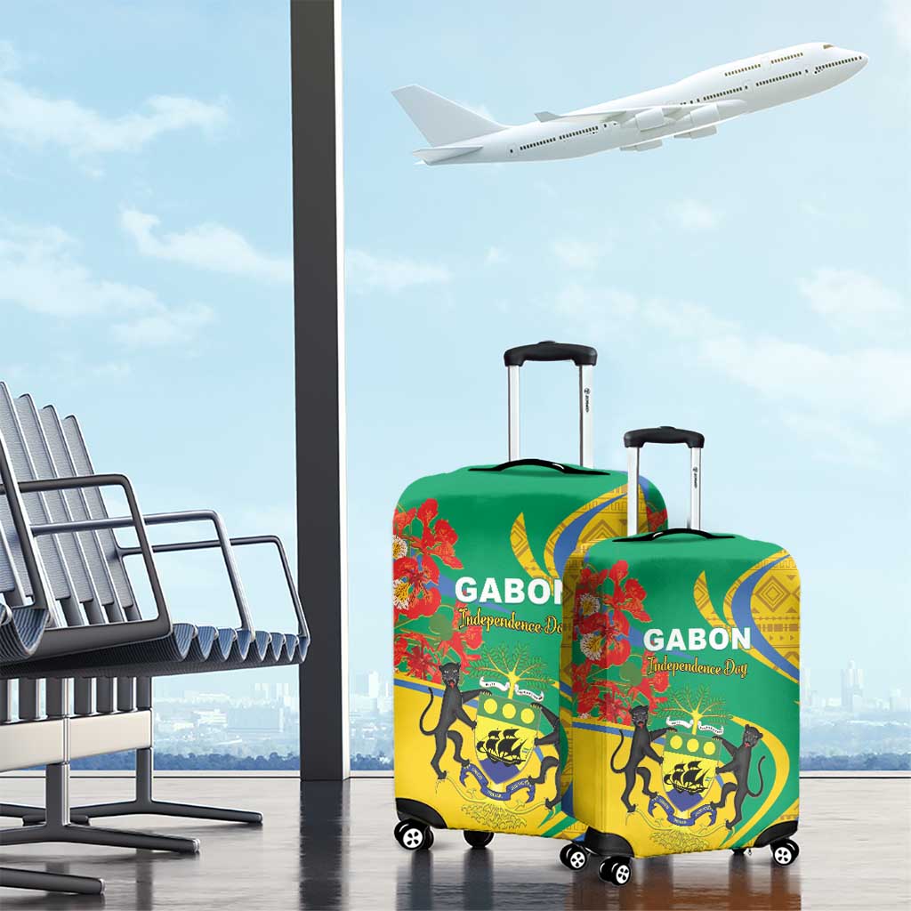 Gabon Independence Day Luggage Cover Gabonaise Flamboyant African Pattern - Wonder Print Shop