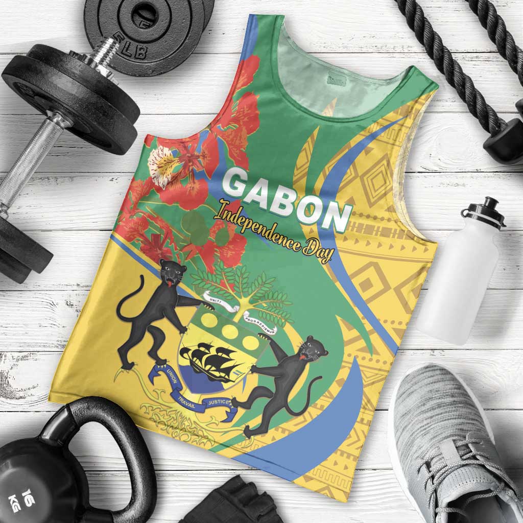Gabon Independence Day Men Tank Top Gabonaise Flamboyant African Pattern - Wonder Print Shop