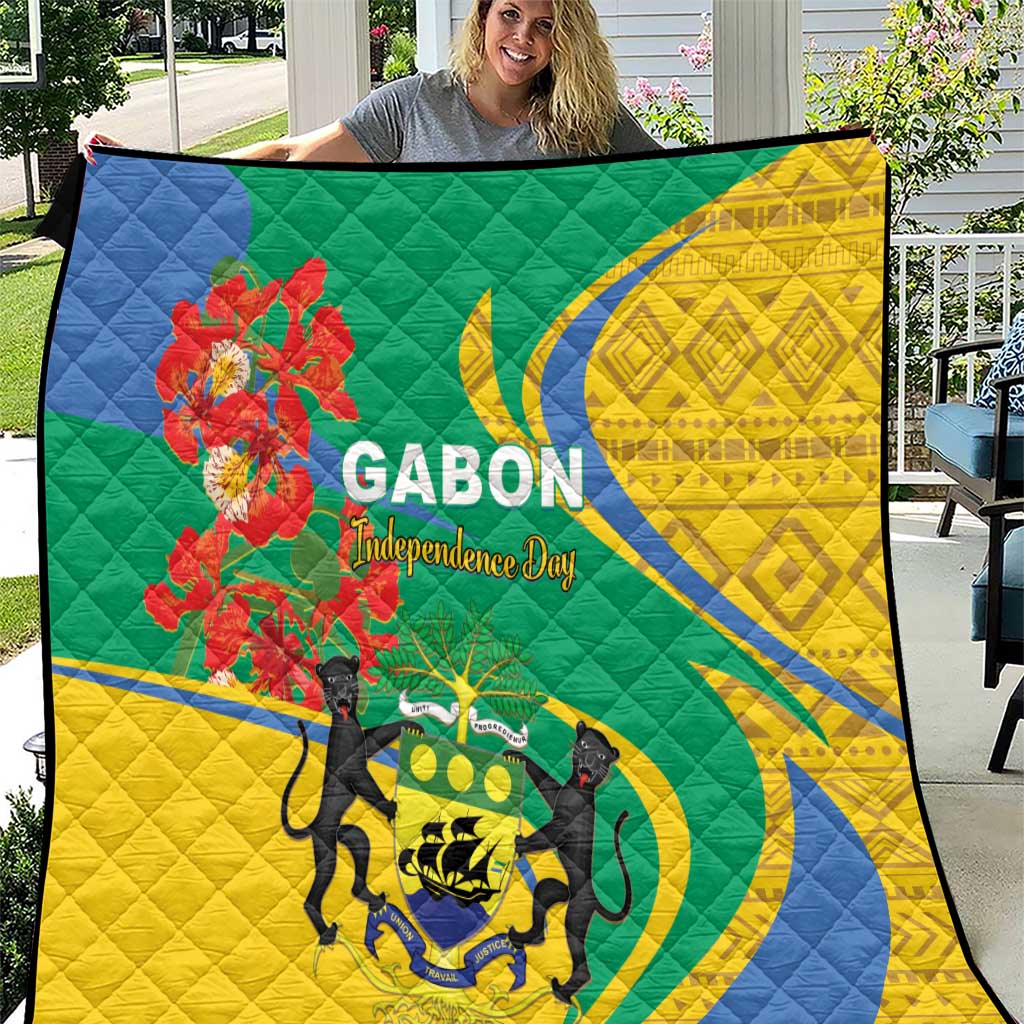 Gabon Independence Day Quilt Gabonaise Flamboyant African Pattern - Wonder Print Shop