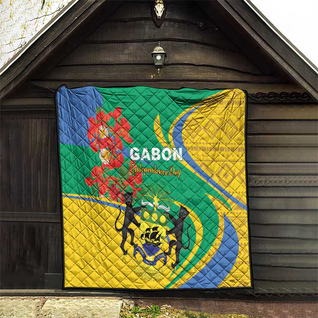 Gabon Independence Day Quilt Gabonaise Flamboyant African Pattern - Wonder Print Shop
