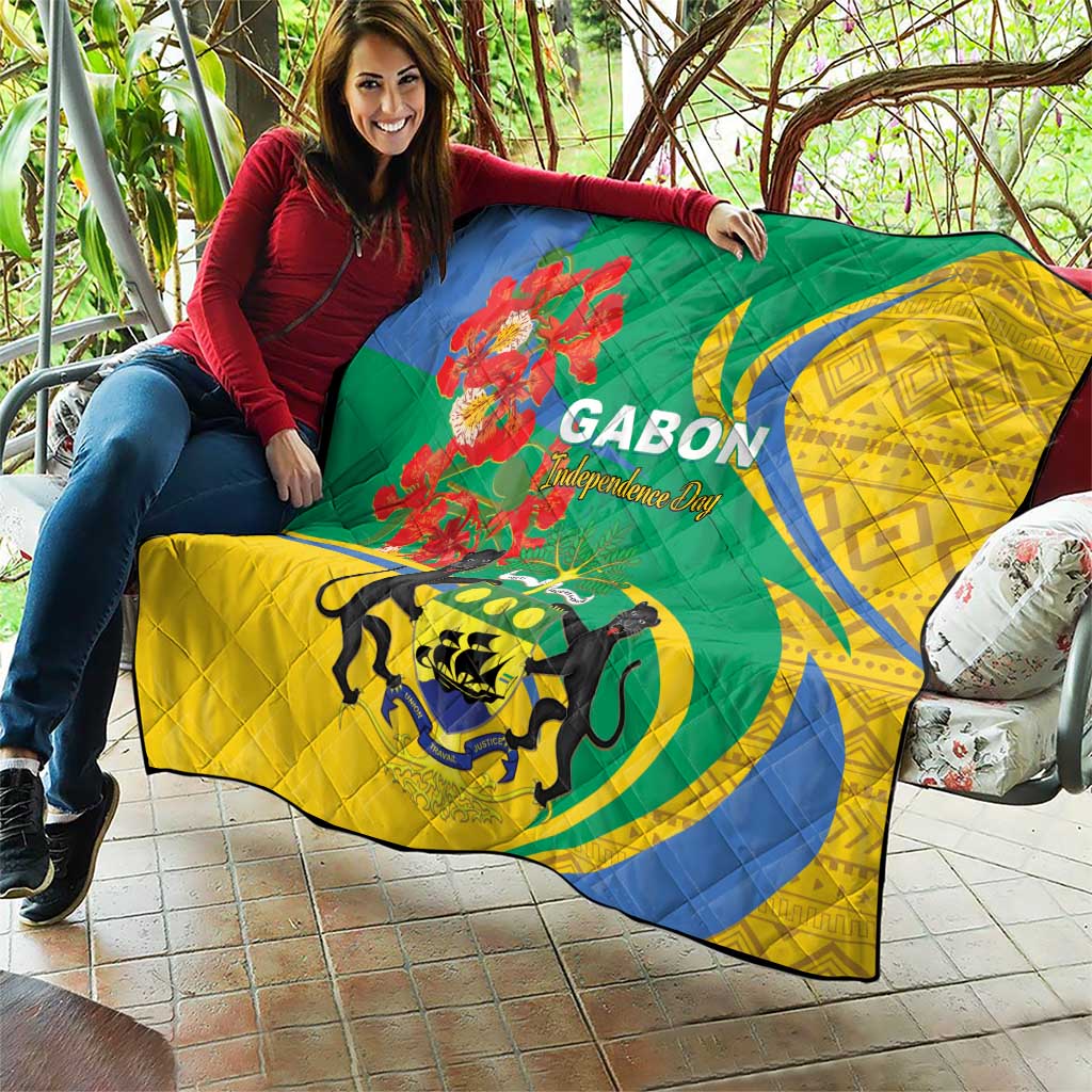 Gabon Independence Day Quilt Gabonaise Flamboyant African Pattern - Wonder Print Shop
