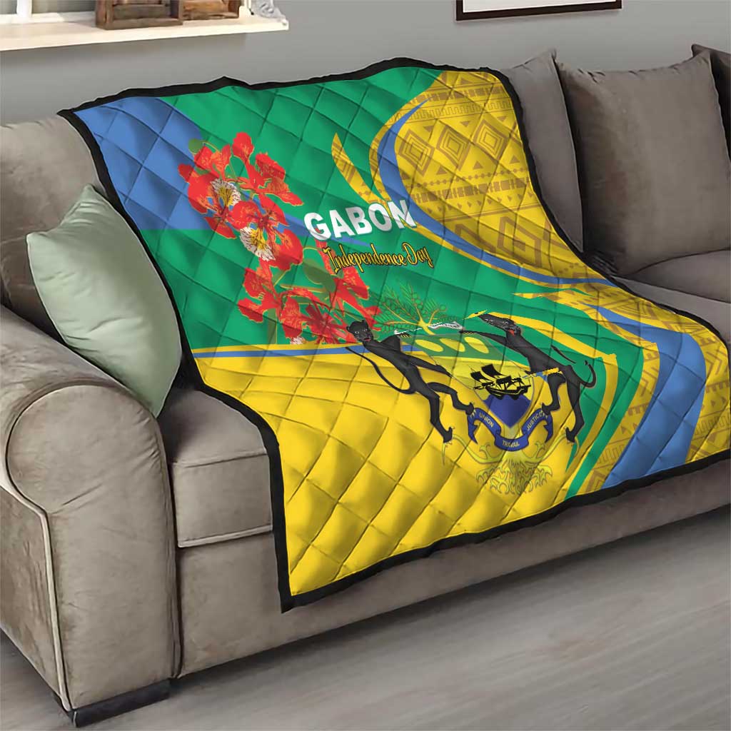 Gabon Independence Day Quilt Gabonaise Flamboyant African Pattern - Wonder Print Shop
