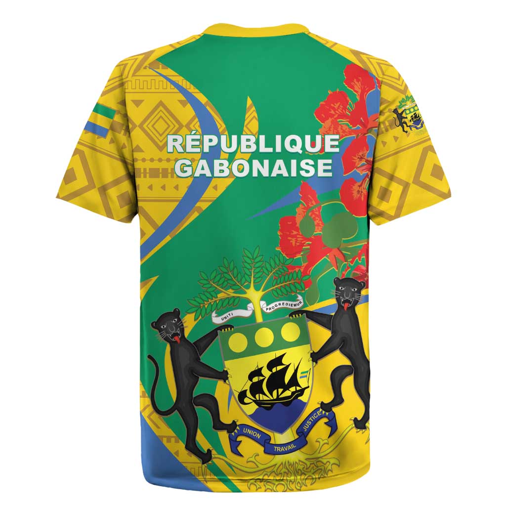 Gabon Independence Day Rugby Jersey Gabonaise Flamboyant African Pattern - Wonder Print Shop