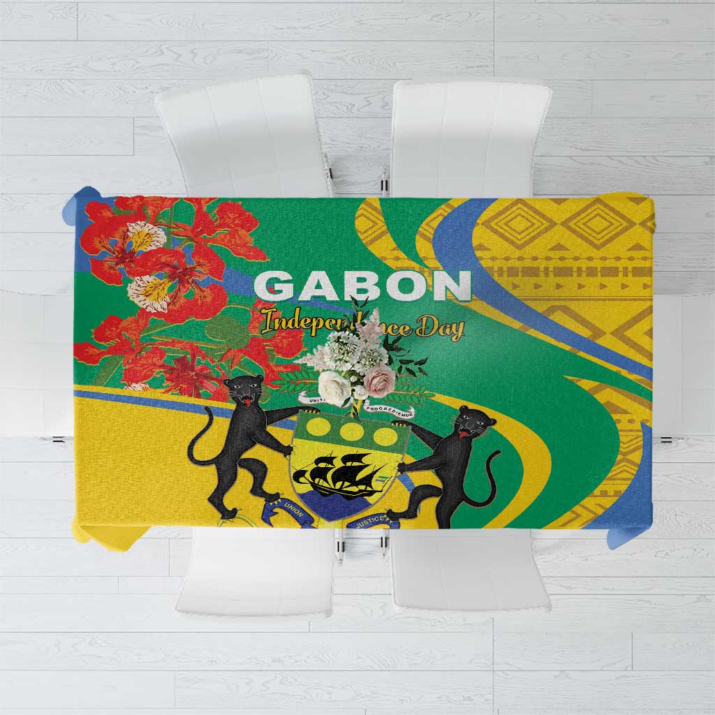 Gabon Independence Day Tablecloth Gabonaise Flamboyant African Pattern - Wonder Print Shop