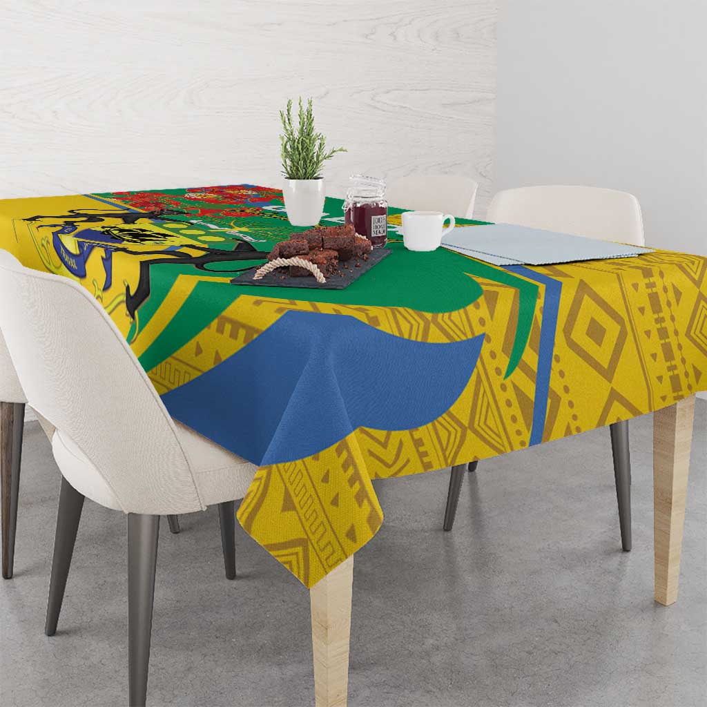 Gabon Independence Day Tablecloth Gabonaise Flamboyant African Pattern - Wonder Print Shop