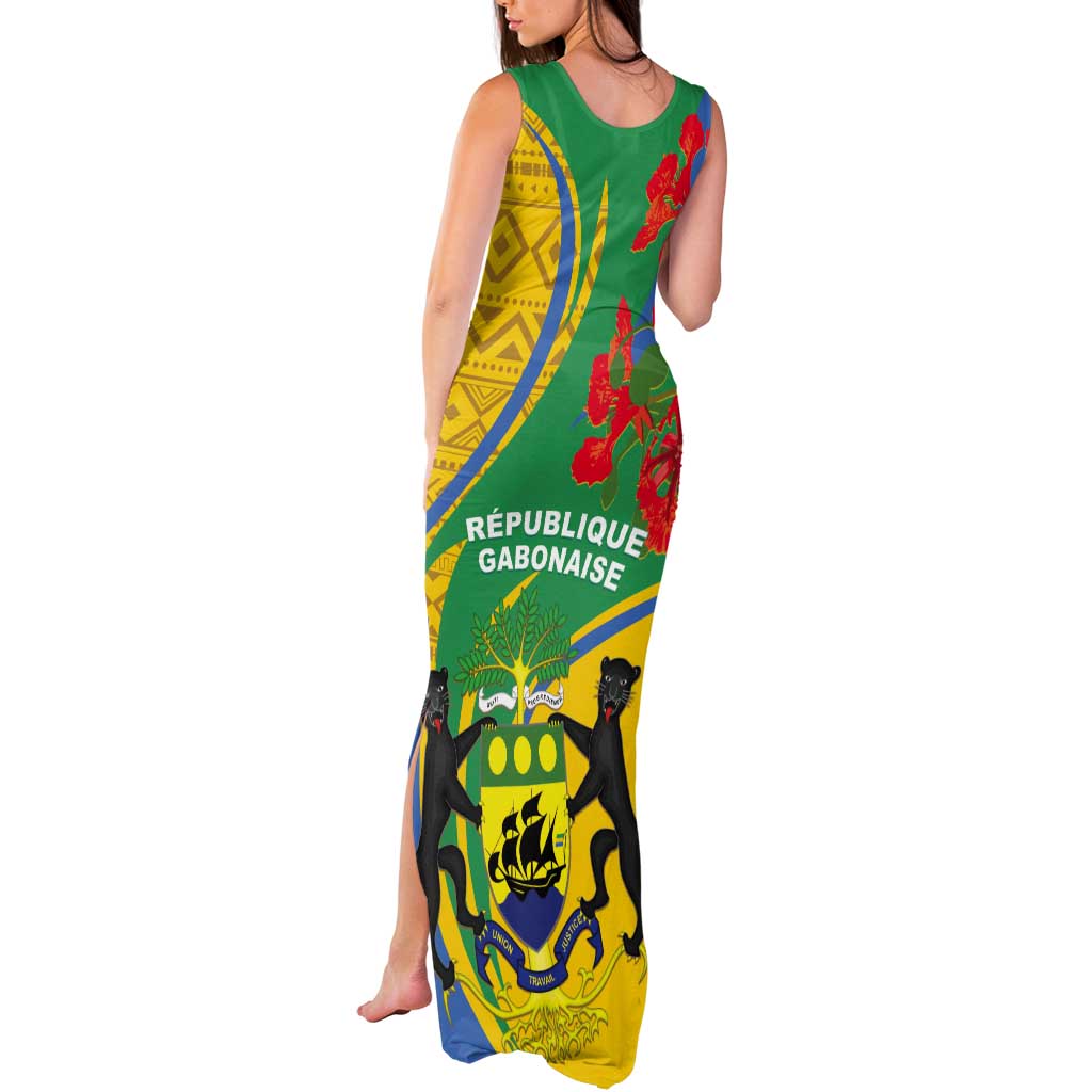 Gabon Independence Day Tank Maxi Dress Gabonaise Flamboyant African Pattern - Wonder Print Shop