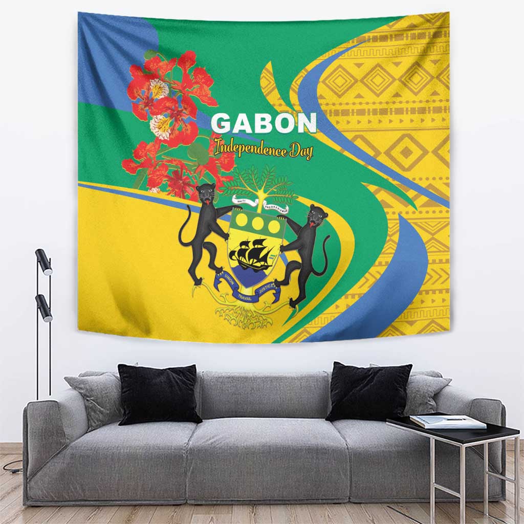 Gabon Independence Day Tapestry Gabonaise Flamboyant African Pattern - Wonder Print Shop