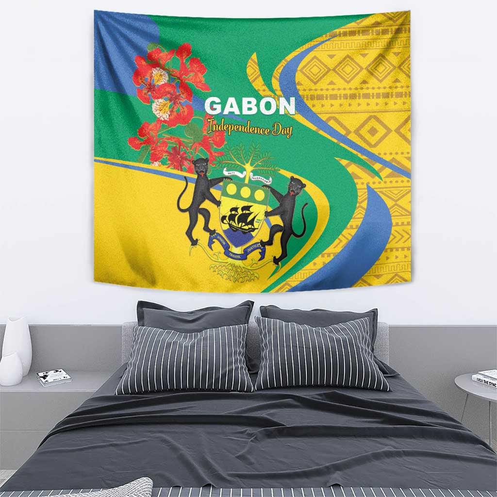 Gabon Independence Day Tapestry Gabonaise Flamboyant African Pattern - Wonder Print Shop