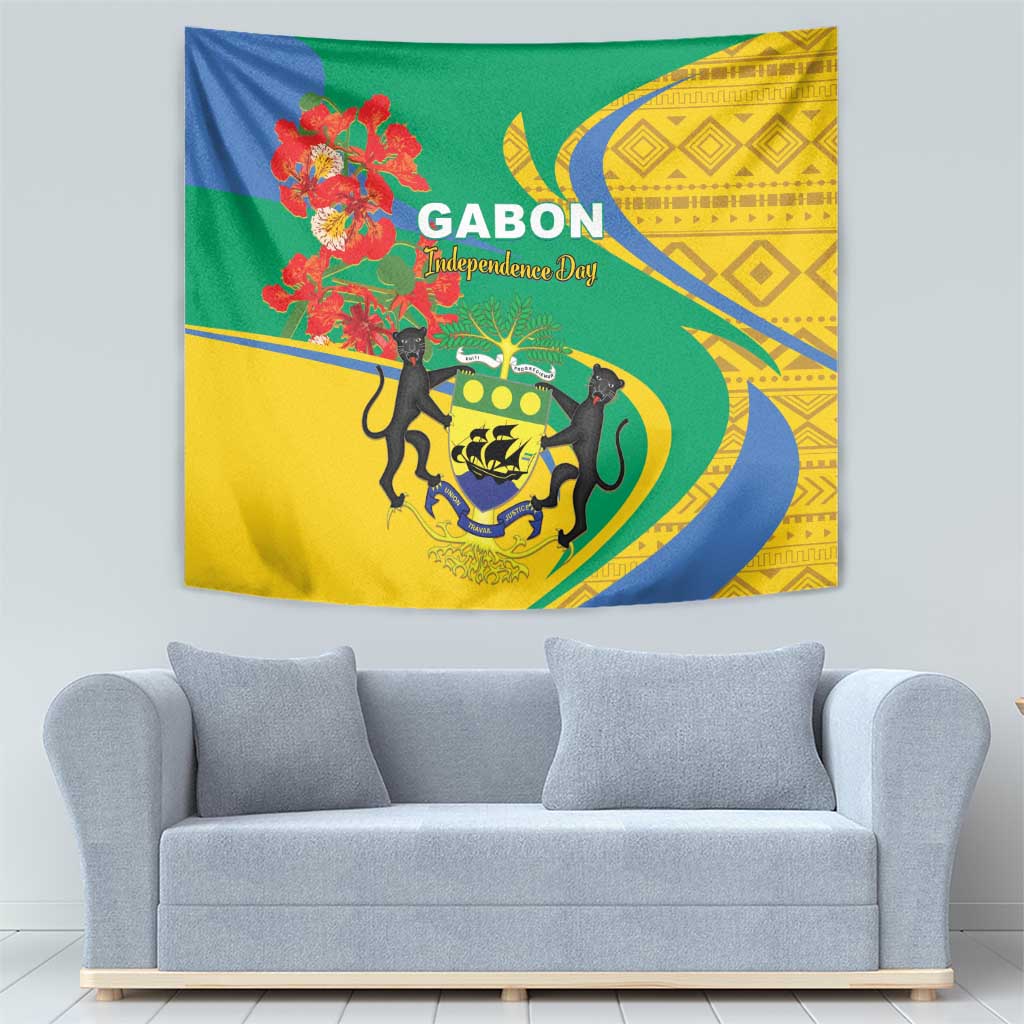 Gabon Independence Day Tapestry Gabonaise Flamboyant African Pattern - Wonder Print Shop