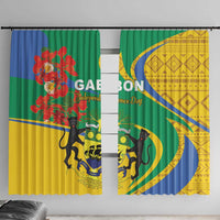 Gabon Independence Day Window Curtain Gabonaise Flamboyant African Pattern - Wonder Print Shop