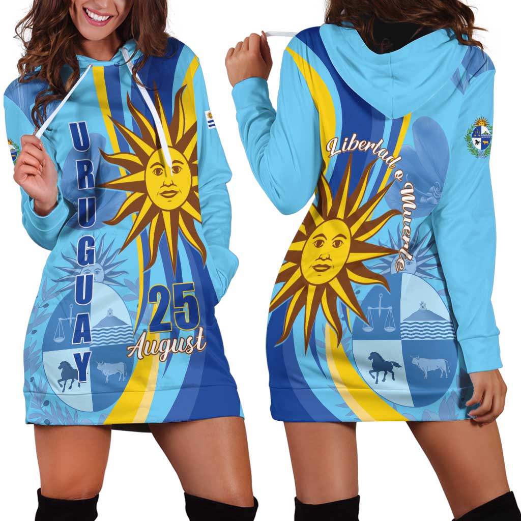 Uruguay Independence Day Hoodie Dress Sol de Mayo Erythrina Crista Galli - Wonder Print Shop