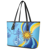 Uruguay Independence Day Leather Tote Bag Sol de Mayo Erythrina Crista Galli - Wonder Print Shop