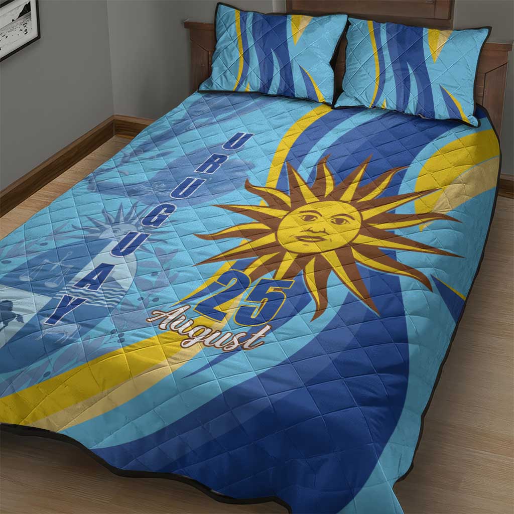 Uruguay Independence Day Quilt Bed Set Sol de Mayo Erythrina Crista Galli - Wonder Print Shop