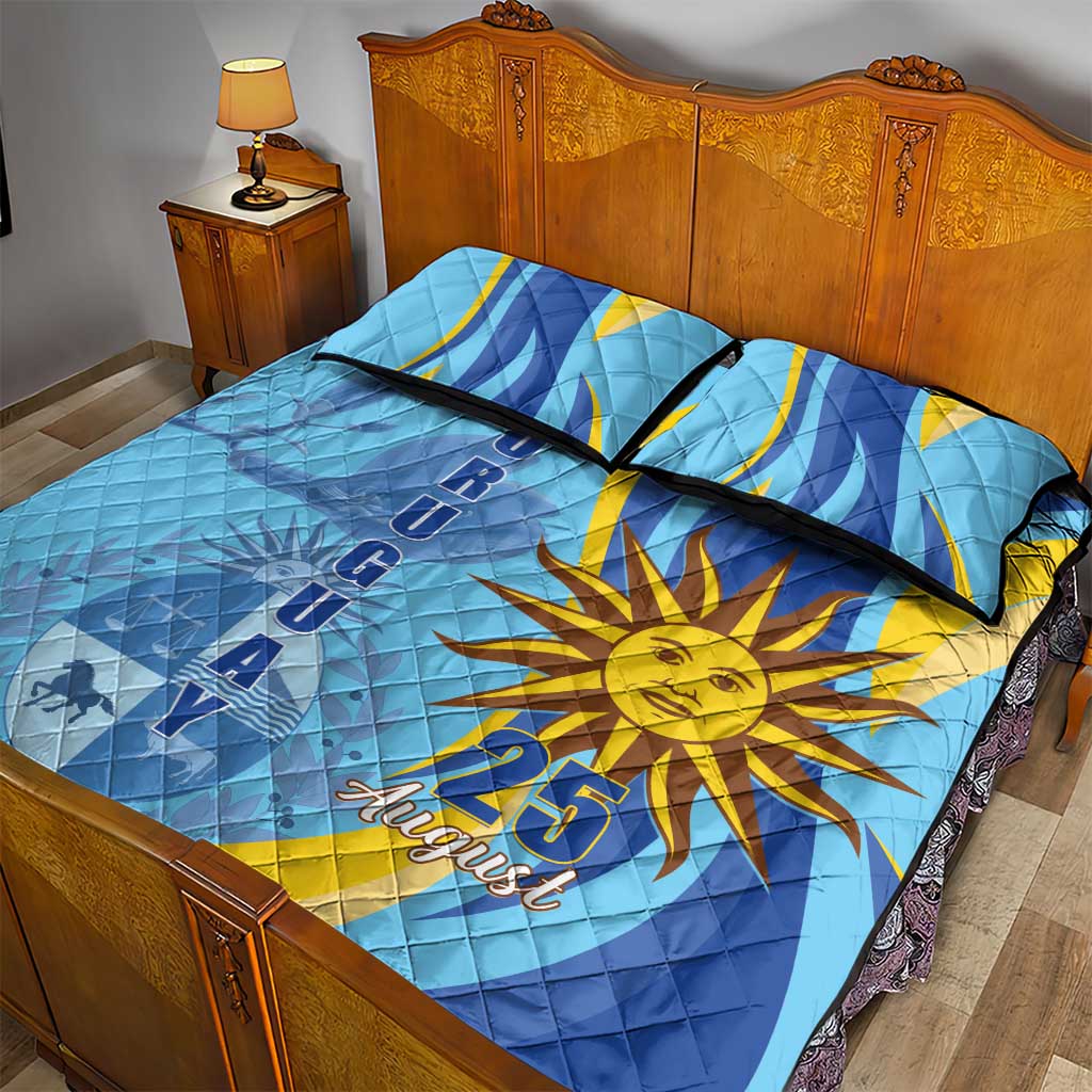 Uruguay Independence Day Quilt Bed Set Sol de Mayo Erythrina Crista Galli - Wonder Print Shop