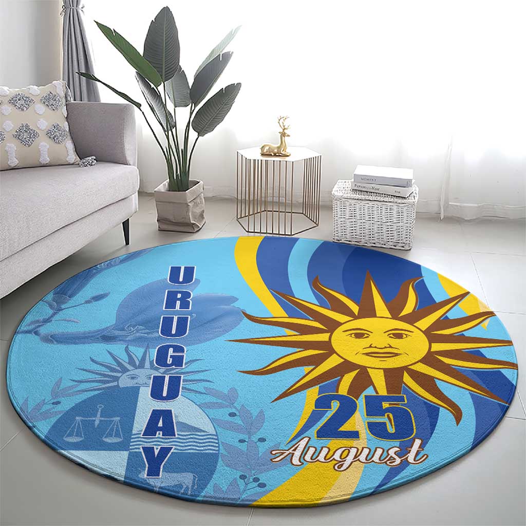 Uruguay Independence Day Round Carpet Sol de Mayo Erythrina Crista Galli