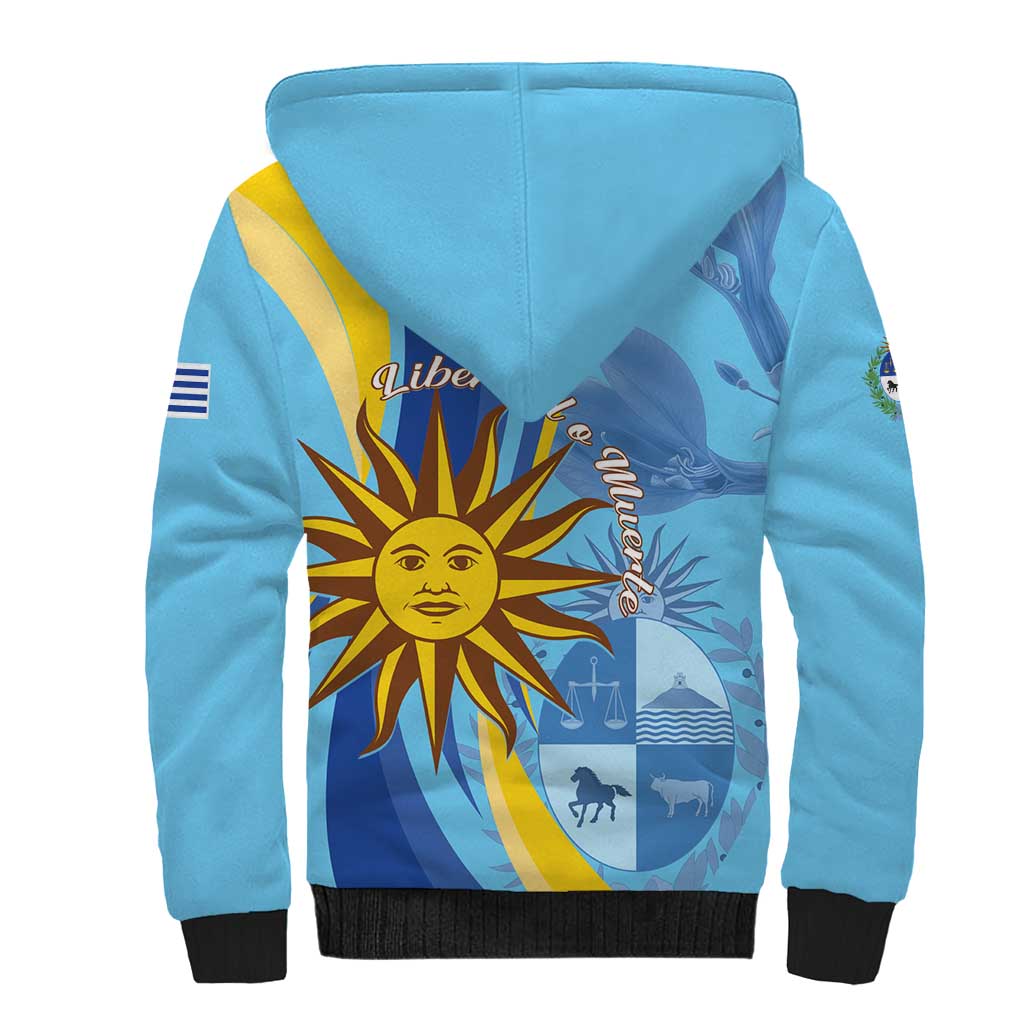 Uruguay Independence Day Sherpa Hoodie Sol de Mayo Erythrina Crista Galli - Wonder Print Shop