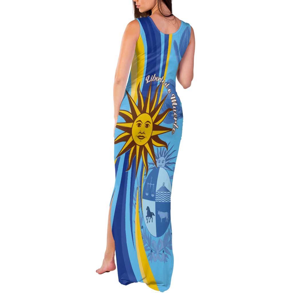 Uruguay Independence Day Tank Maxi Dress Sol de Mayo Erythrina Crista Galli - Wonder Print Shop