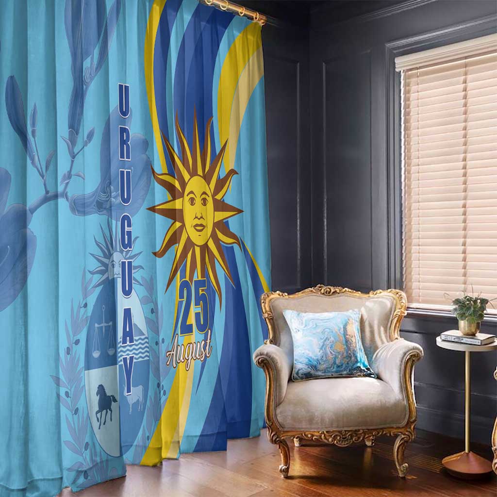 Uruguay Independence Day Window Curtain Sol de Mayo Erythrina Crista Galli - Wonder Print Shop