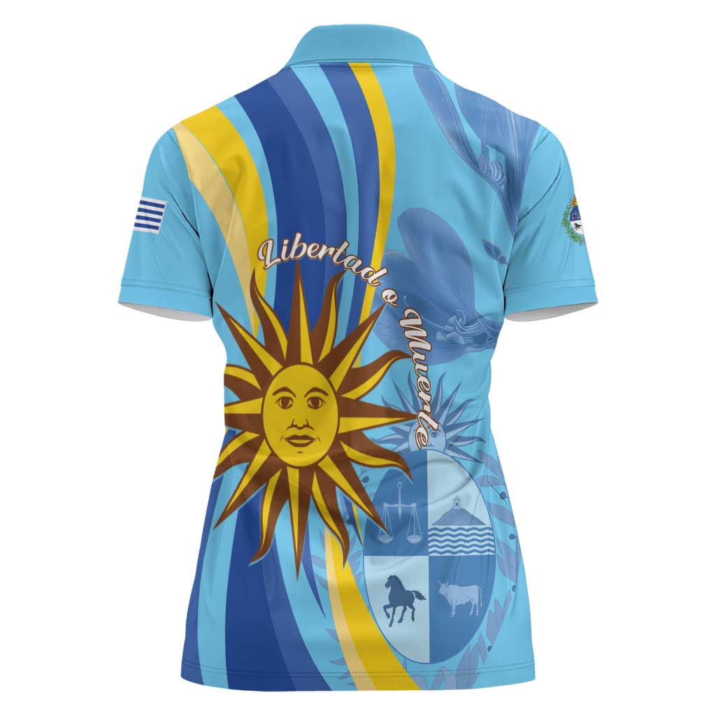 Uruguay Independence Day Women Polo Shirt Sol de Mayo Erythrina Crista Galli - Wonder Print Shop