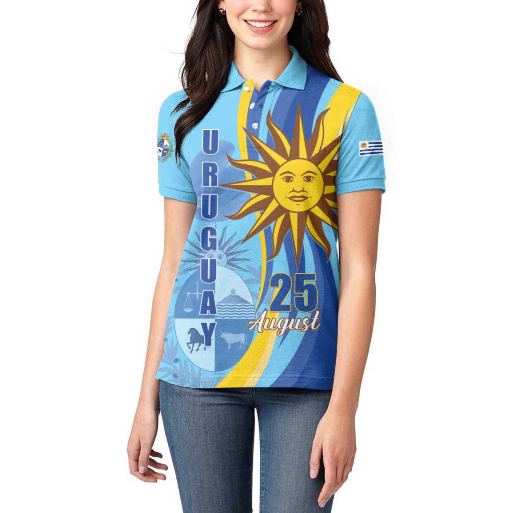 Uruguay Independence Day Women Polo Shirt Sol de Mayo Erythrina Crista Galli - Wonder Print Shop