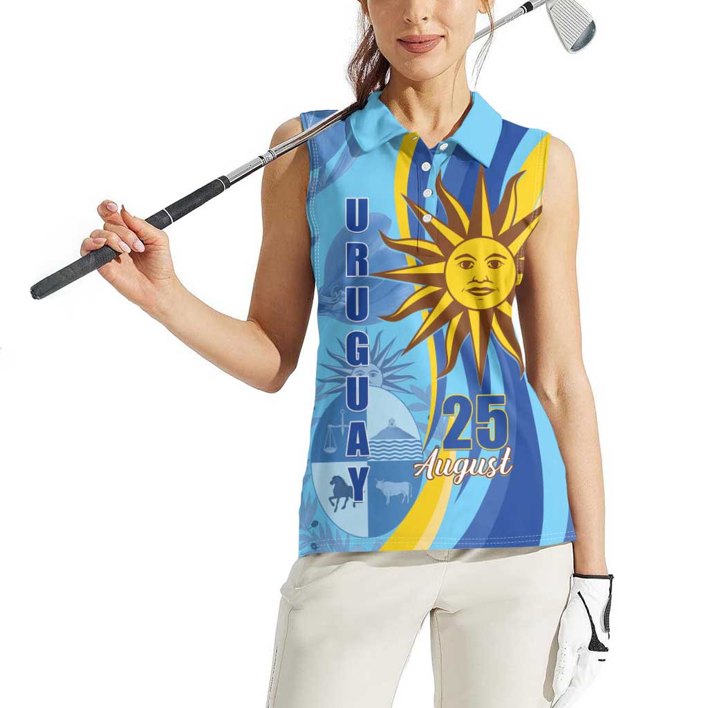 Uruguay Independence Day Women Sleeveless Polo Shirt Sol de Mayo Erythrina Crista Galli - Wonder Print Shop