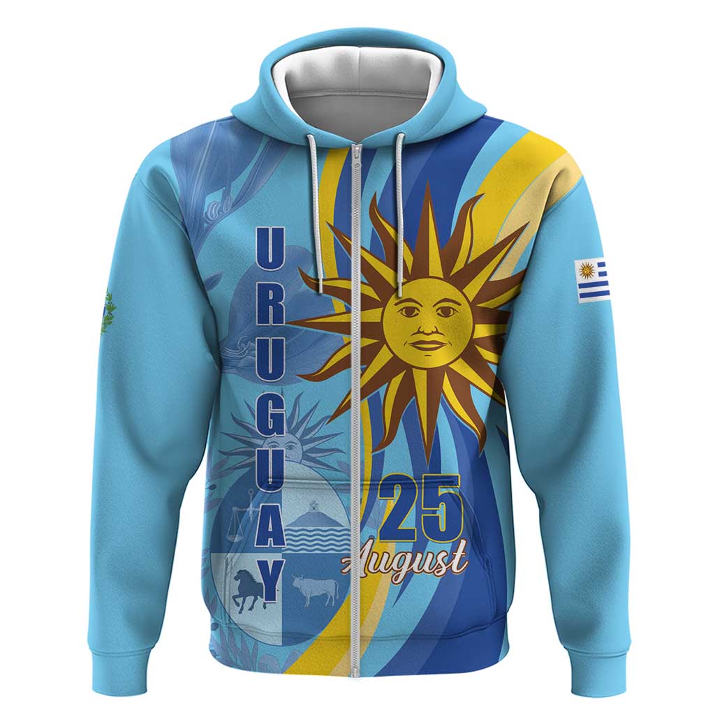 Uruguay Independence Day Zip Hoodie Sol de Mayo Erythrina Crista Galli - Wonder Print Shop