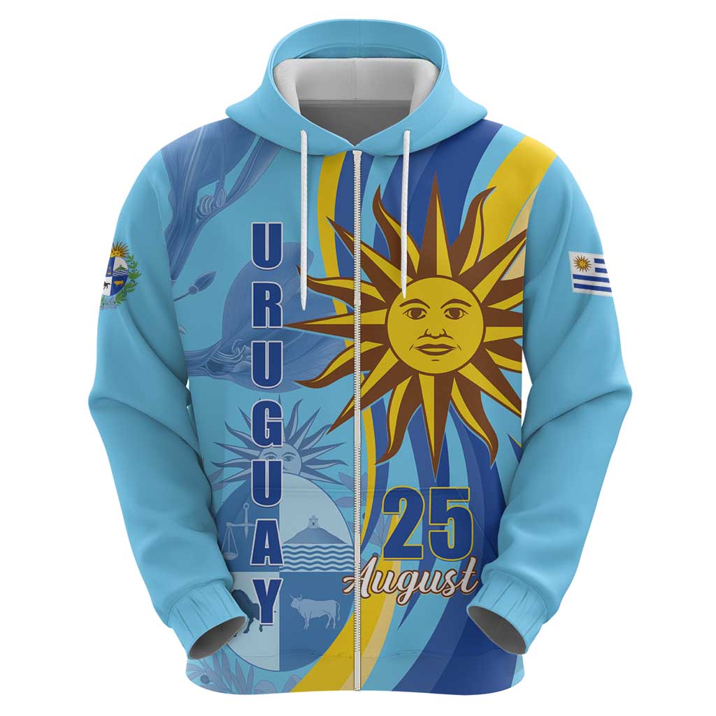 Uruguay Independence Day Zip Hoodie Sol de Mayo Erythrina Crista Galli - Wonder Print Shop