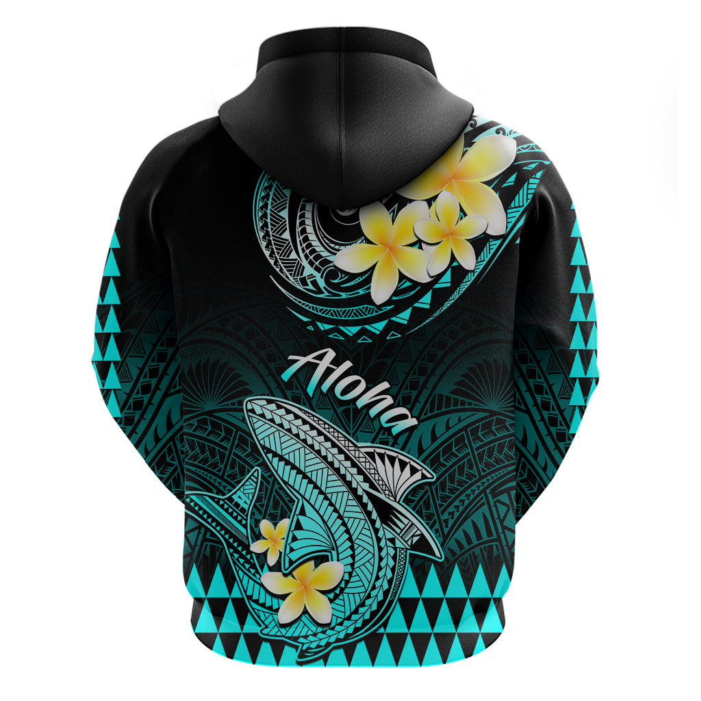 Hawaii Hoodie Polynesian Shark with Kakau Turquoise Version - Wonder Print Shop