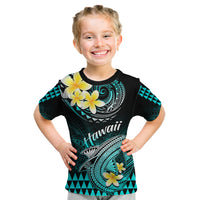 Hawaii Kid T Shirt Polynesian Shark with Kakau Turquoise Version - Wonder Print Shop