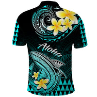 Hawaii Polo Shirt Polynesian Shark with Kakau Turquoise Version - Wonder Print Shop