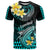 Hawaii T Shirt Polynesian Shark with Kakau Turquoise Version - Wonder Print Shop