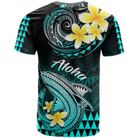 Hawaii T Shirt Polynesian Shark with Kakau Turquoise Version - Wonder Print Shop