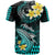Hawaii T Shirt Polynesian Shark with Kakau Turquoise Version - Wonder Print Shop