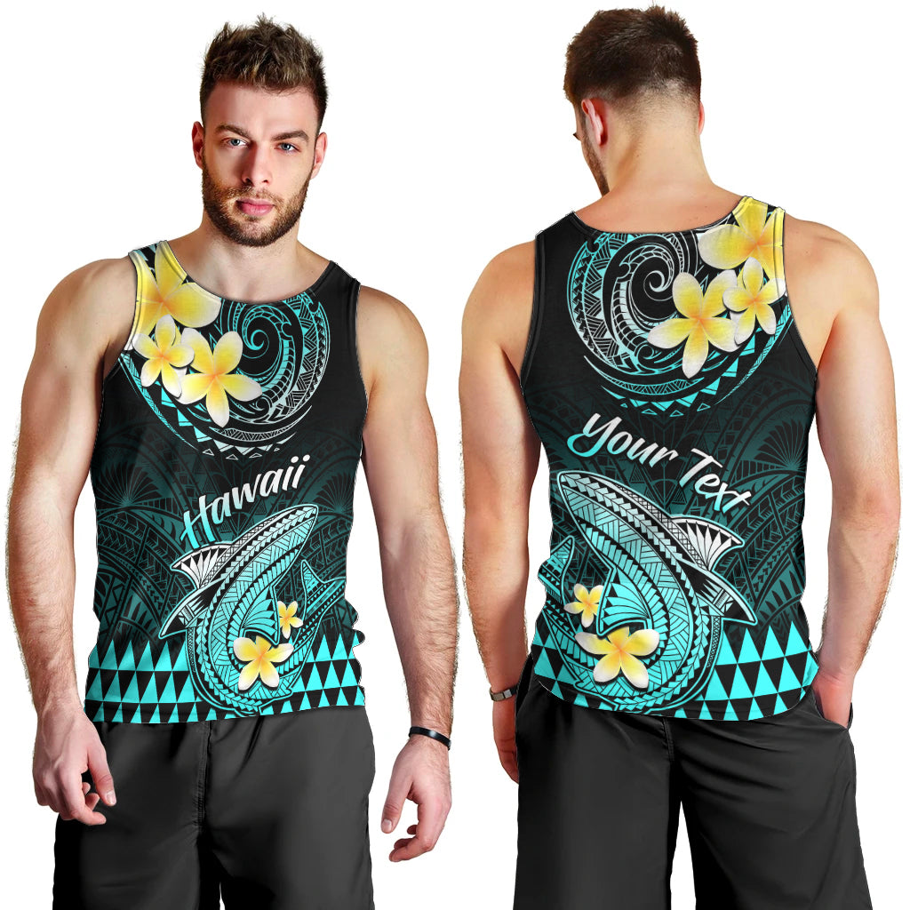 personalised-hawaii-men-tank-top-polynesian-shark-with-kakau-turquoise-version