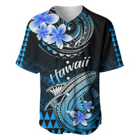 Hawaii Baseball Jersey Polynesian Shark with Kakau Blue Version - Wonder Print Shop