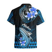 Hawaii Hawaiian Shirt Polynesian Shark with Kakau Blue Version - Wonder Print Shop