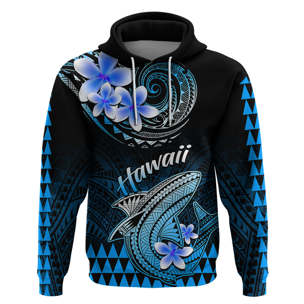 Hawaii Hoodie Polynesian Shark with Kakau Blue Version - Wonder Print Shop