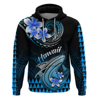 Hawaii Hoodie Polynesian Shark with Kakau Blue Version - Wonder Print Shop