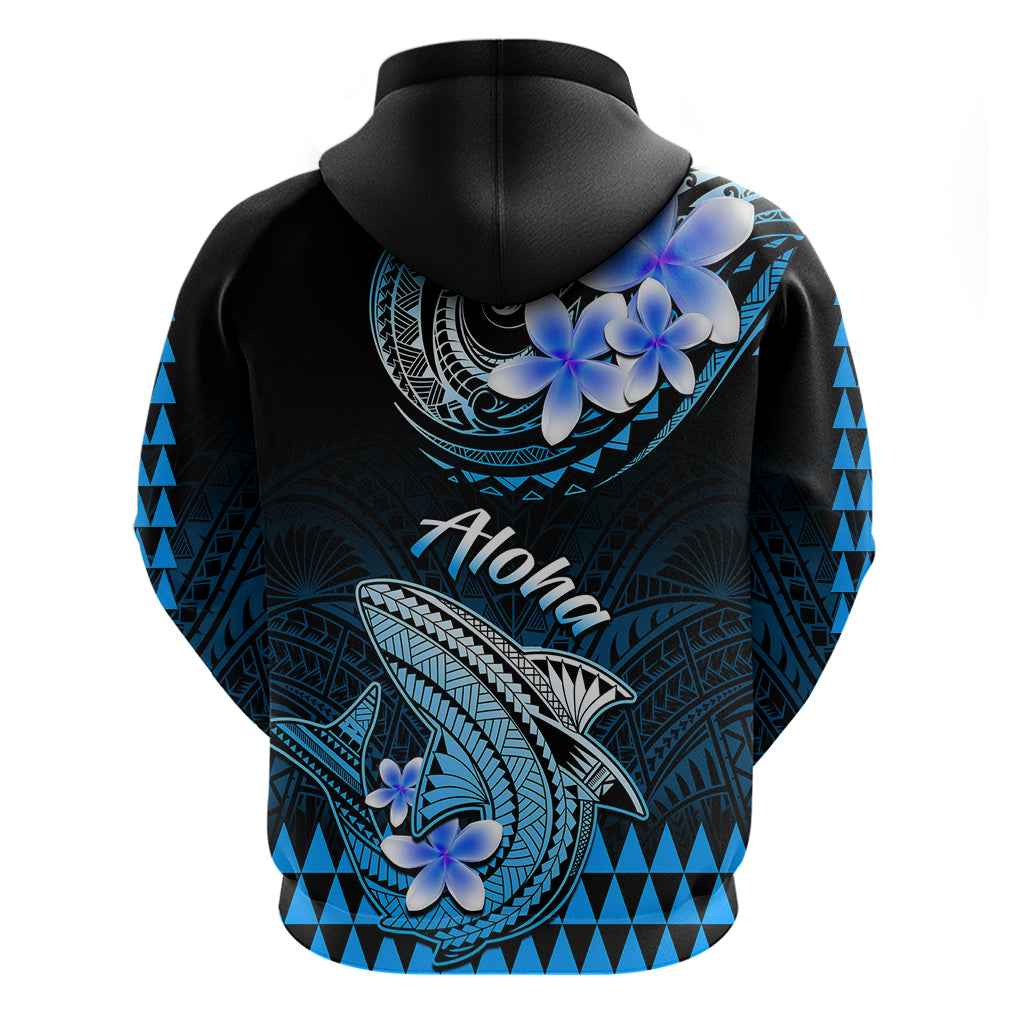 Hawaii Hoodie Polynesian Shark with Kakau Blue Version - Wonder Print Shop