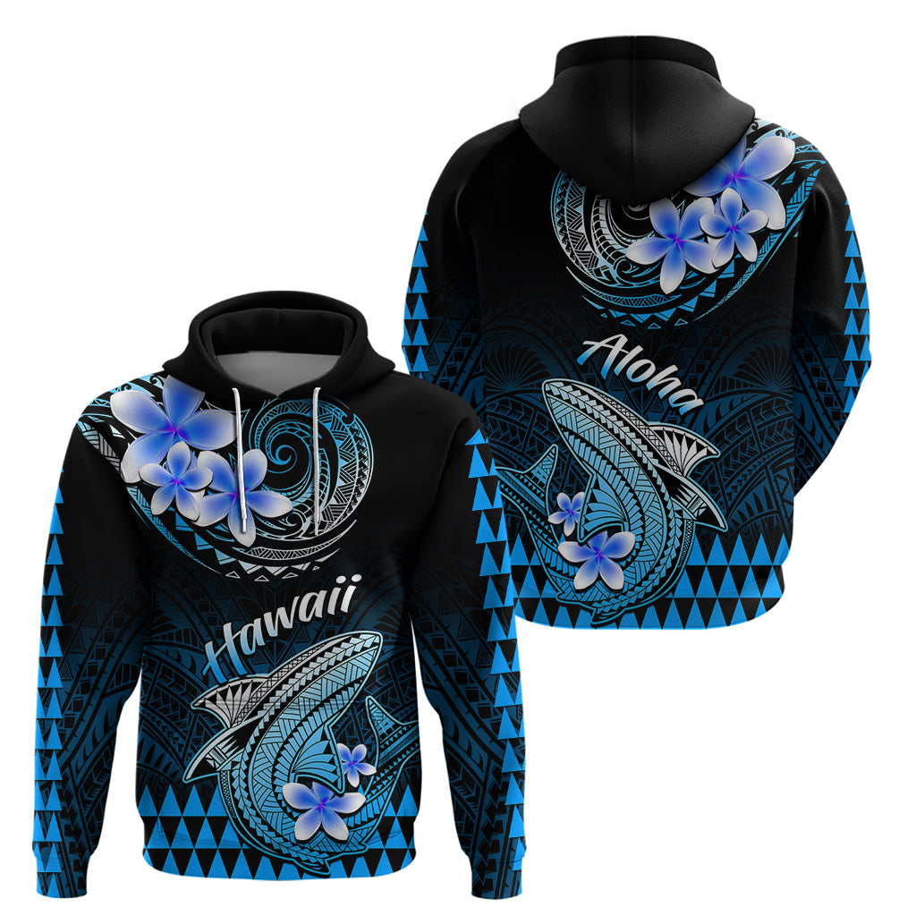 Hawaii Hoodie Polynesian Shark with Kakau Blue Version - Wonder Print Shop