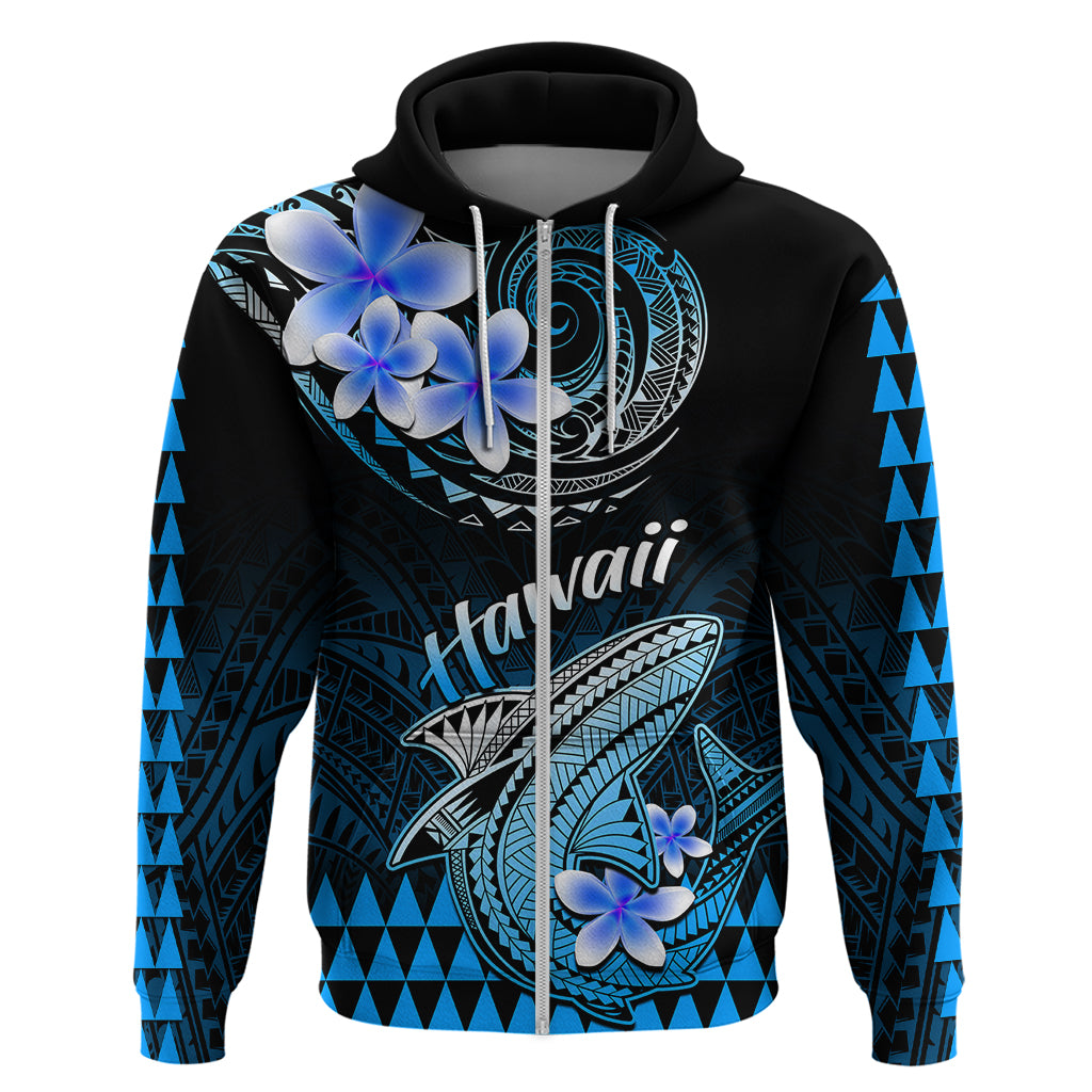 Hawaii Hoodie Polynesian Shark with Kakau Blue Version - Wonder Print Shop