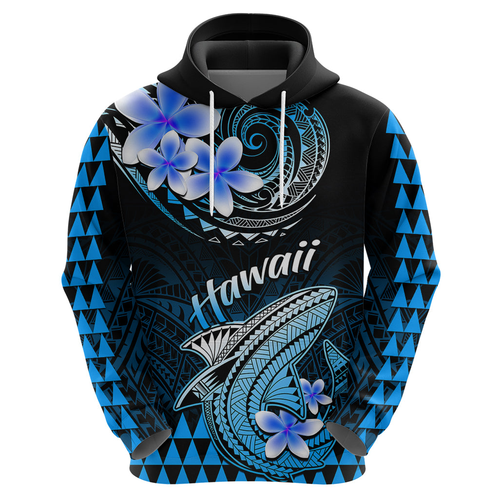 Hawaii Hoodie Polynesian Shark with Kakau Blue Version - Wonder Print Shop